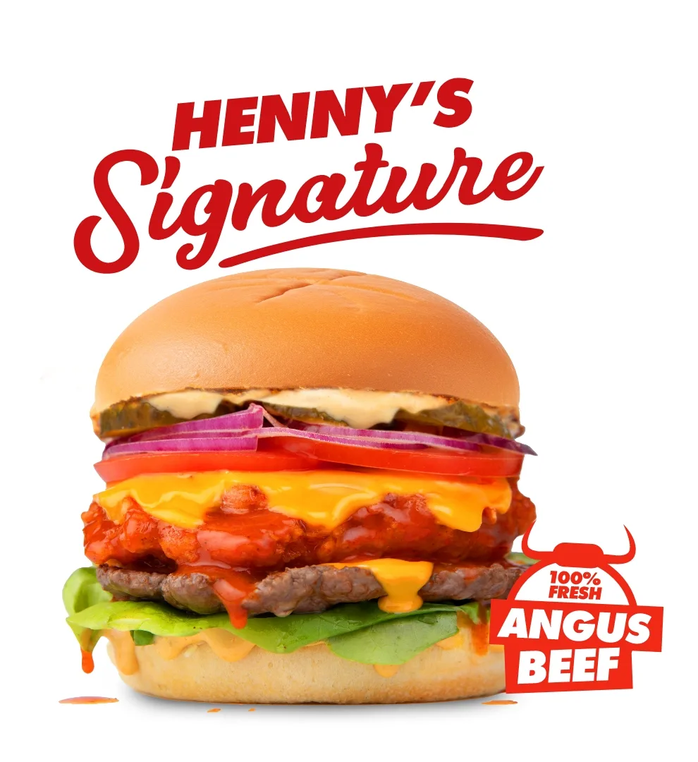 Henny's Signature Burger - 100% Fresh Angus Beef
